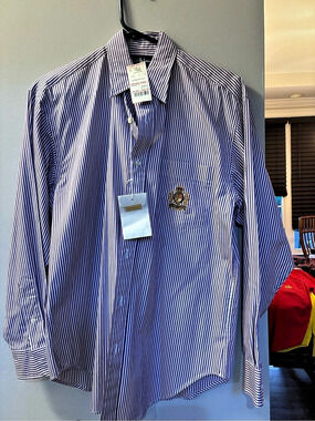 Polo Ralph Lauren Striped Cotton Dress Shirt Purple & White Size 8